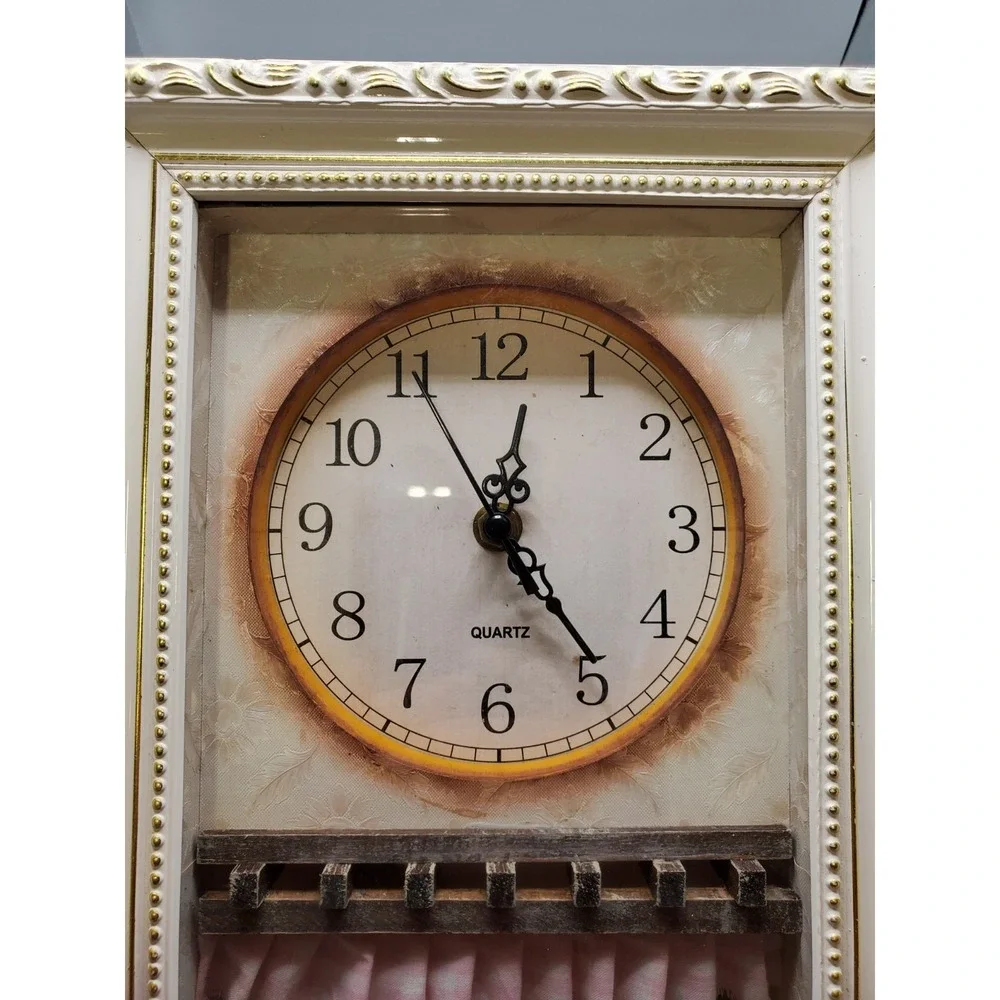 whimsical novelty quartz shadow box wall clock featuring a miniature bathroom...